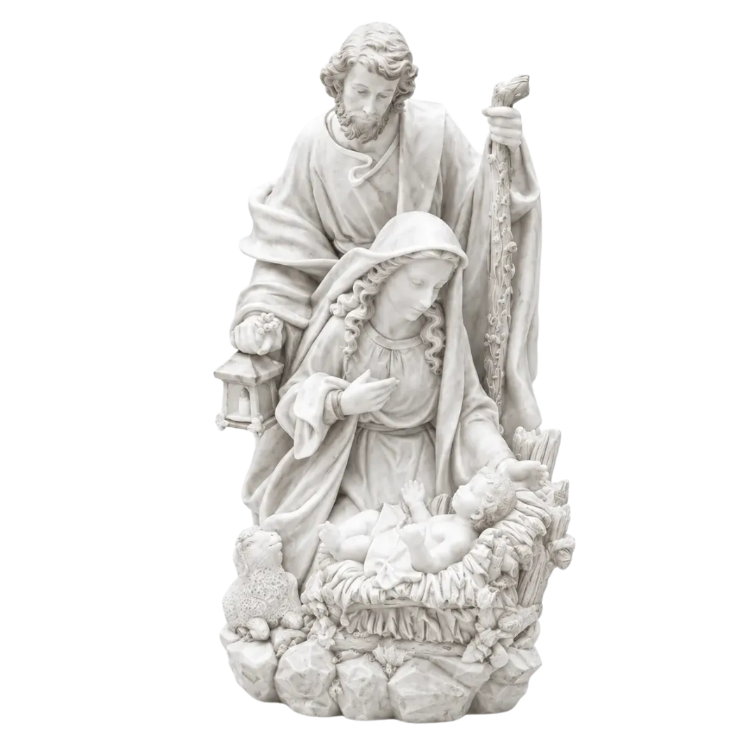 Imagem Natal 26.5cm Sagrada Família Mármore Premium Luxo