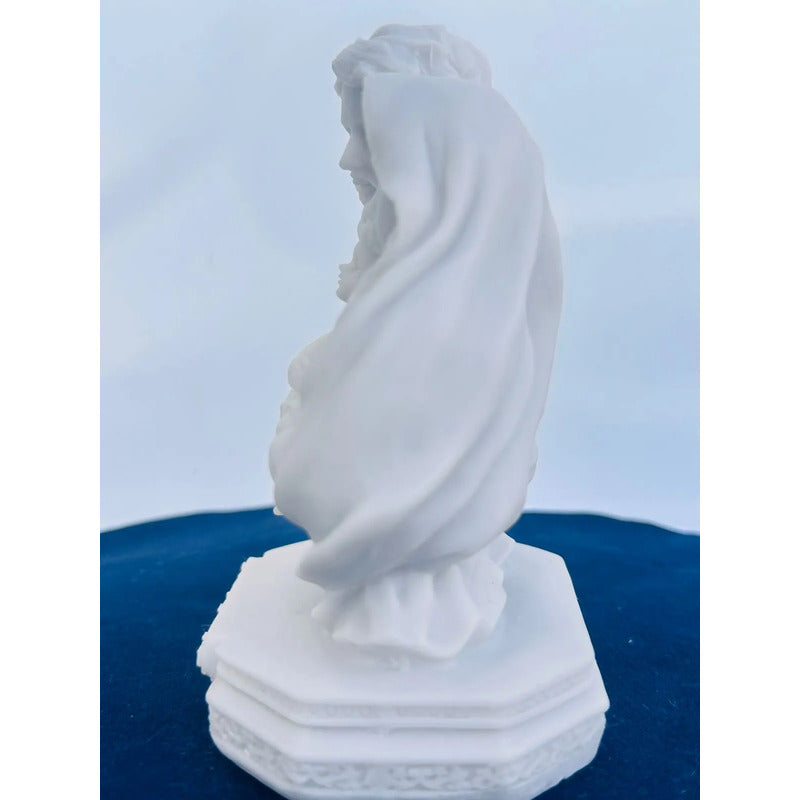 Busto Sag. Família 10x8cm Mármore Lembrança Casamento Batiza Branco