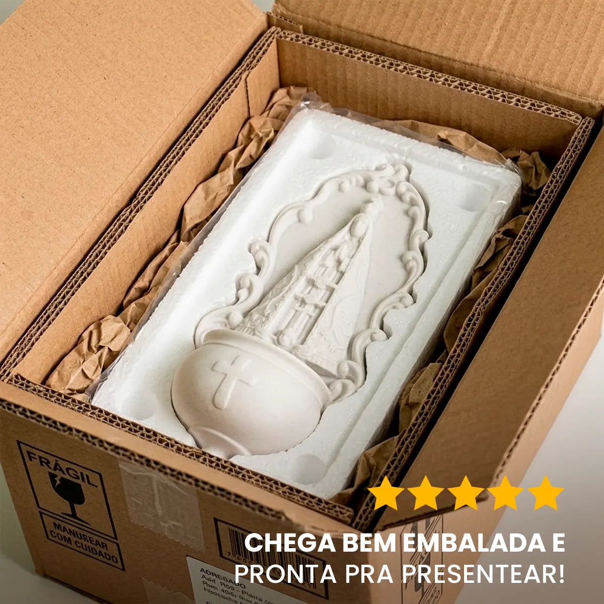 Pia Água Benta Nossa Sra Aparecida Em Mármore 20cm