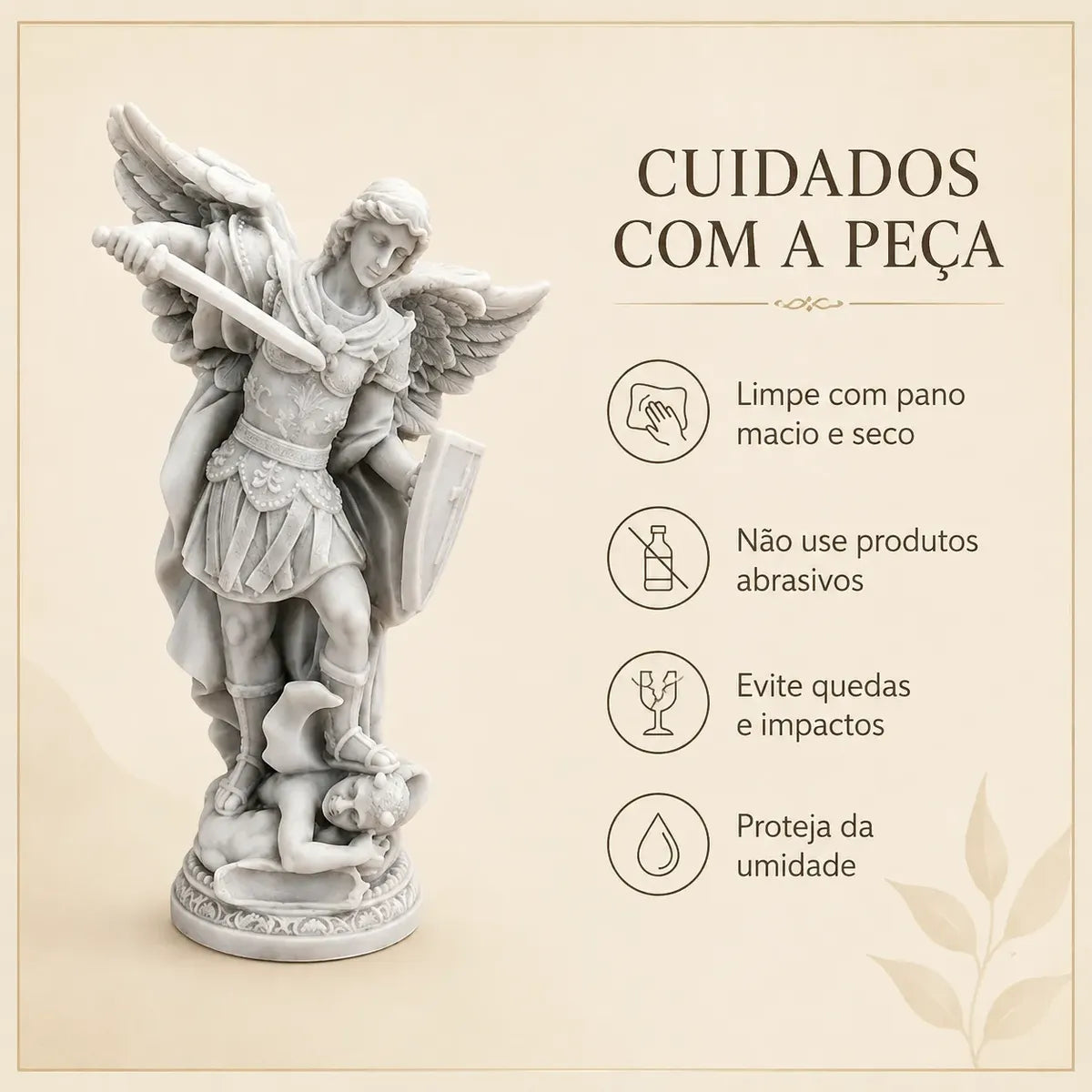 Escultura São Miguel Arcanjo 15cm Mármore Premium Luxo
