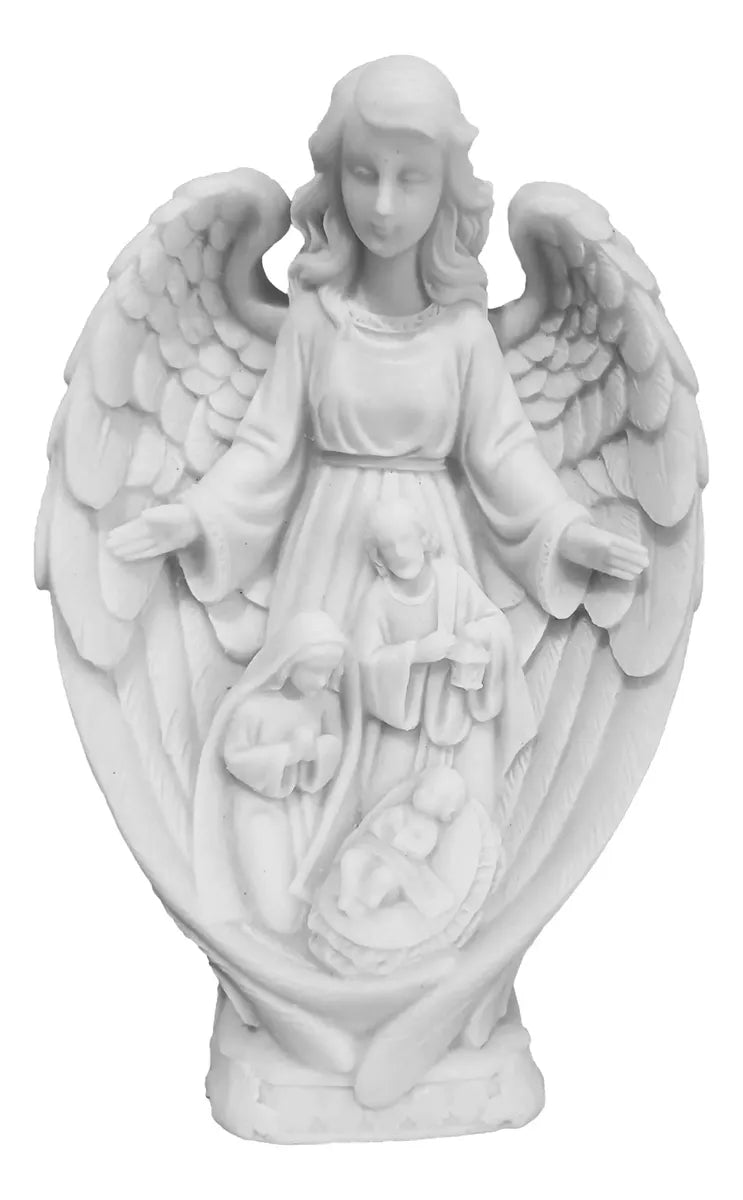 Imagem Anjo Natalino Sagrada Família 23cm Mármore Luxo