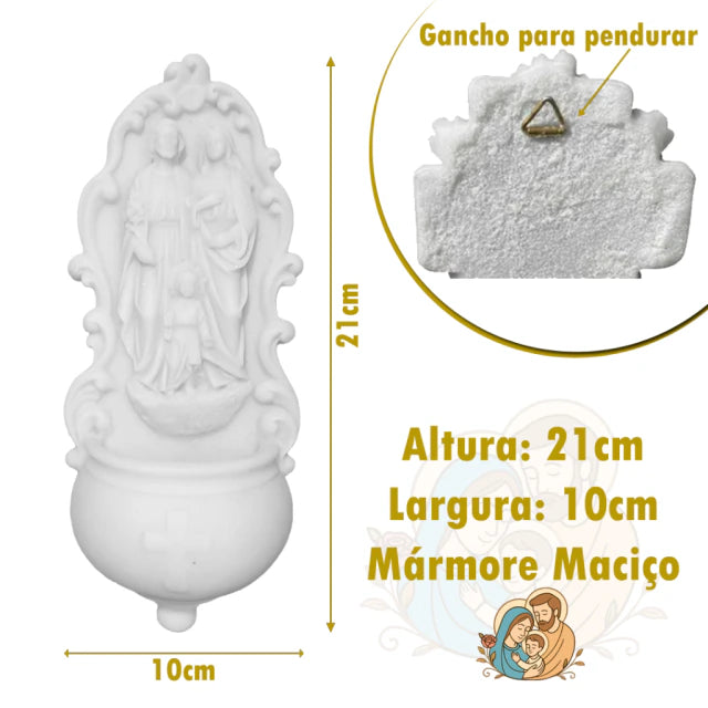 Pia Porta Água Benta Sagrada Família Mármore Maciço 21cm