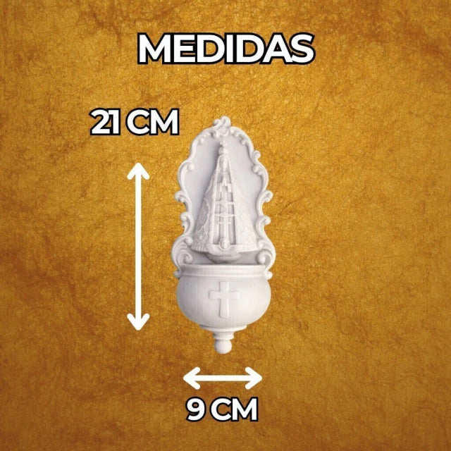 Pia Porta Água Benta N.S Aparecida 20 cm Mármore Natural Premium