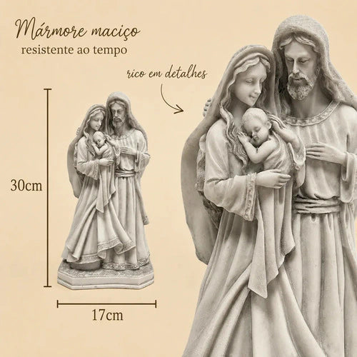 Imagem Sagrada Família Ternura 30cm Mármore Premium Luxo