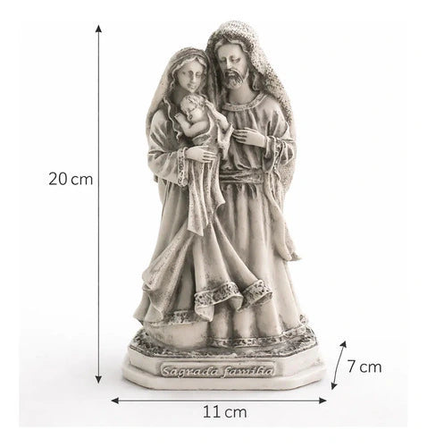Escultura Sagrada Família Ternura 20cm Mármore Premium