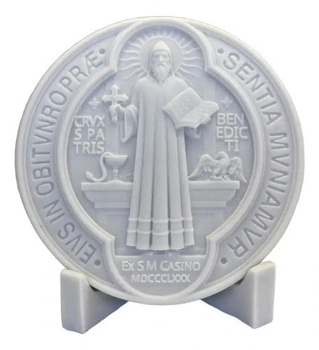 Medalha São Bento 17cm Mármore Premium com Suporte
