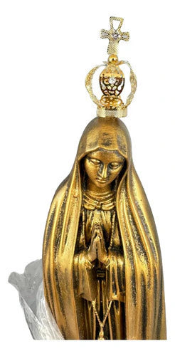 Estátua N.S De Fátima 30cm C/ Coroa Ouro Velho