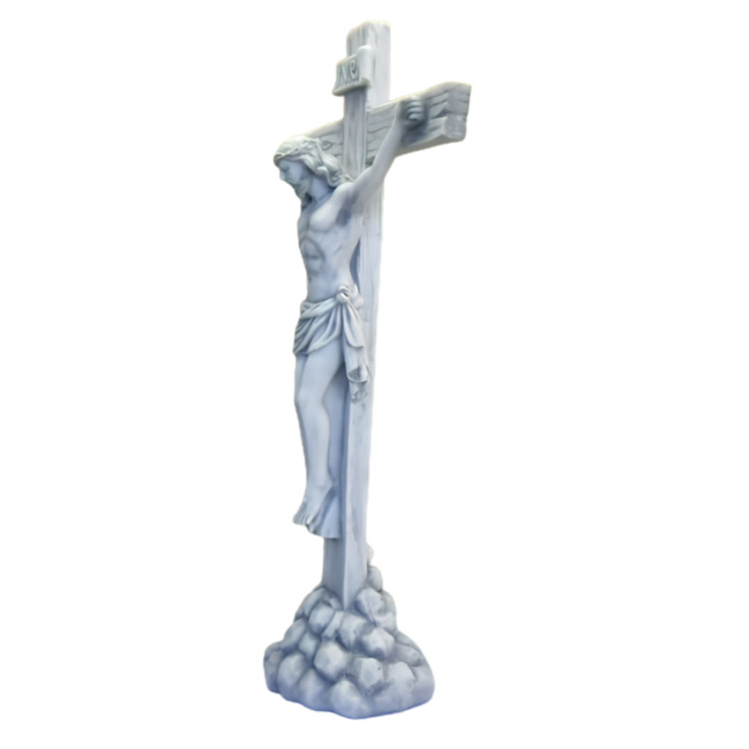 Escultura De Mesa Crucifixo 30cm Mármore Maçico Premium Luxo