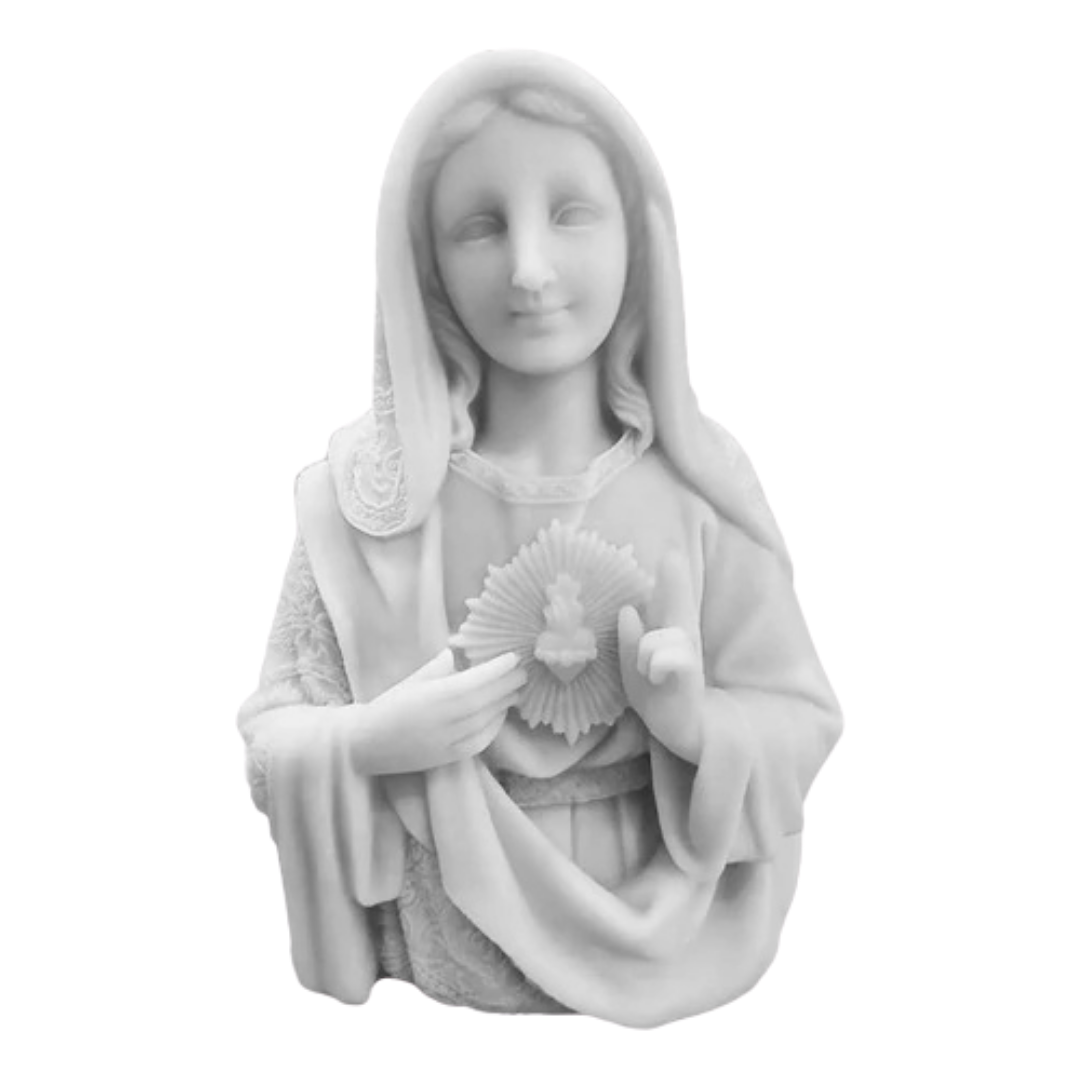 Estátua Sagrado Coração De Maria 15cm Mármore Premium