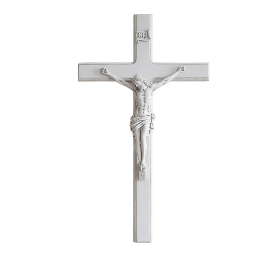 Cruz Crucifixo Parede 55x29 Mármore Premium Branco Luxo