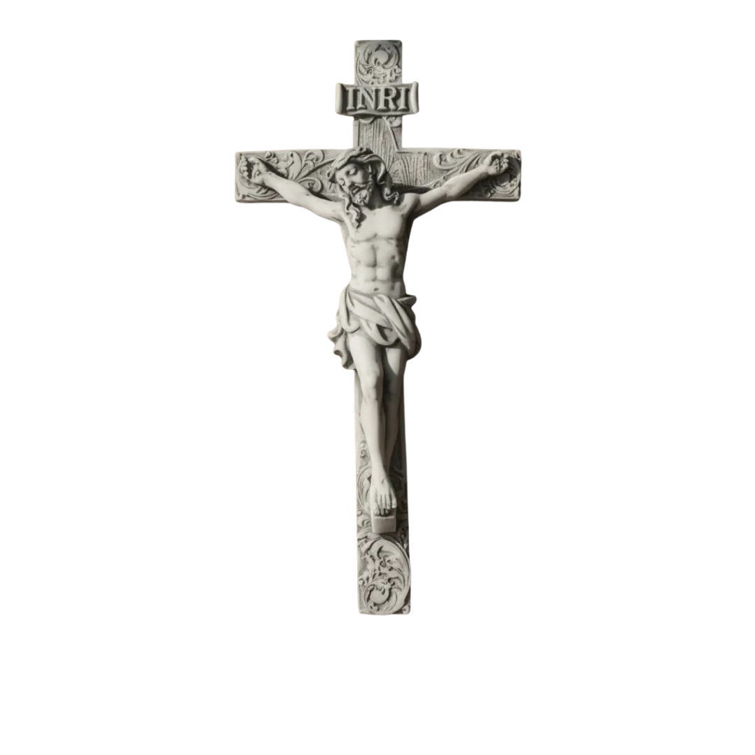 Crucifixo De Parede Mármore Maçico Premium 22 Cm