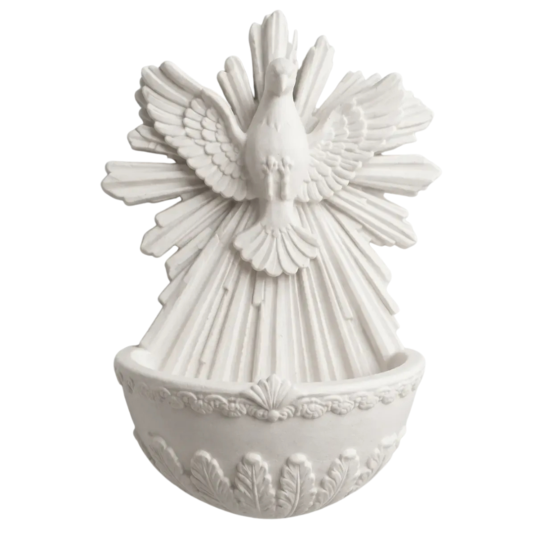 Pia Água Benta Divino Espírito Santo Mármore 19 Cm