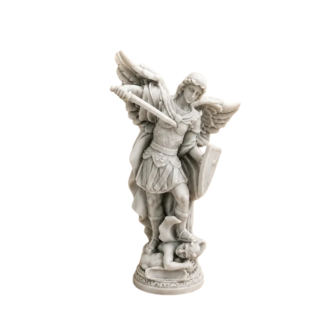 Escultura São Miguel Arcanjo 15cm Mármore Premium Luxo
