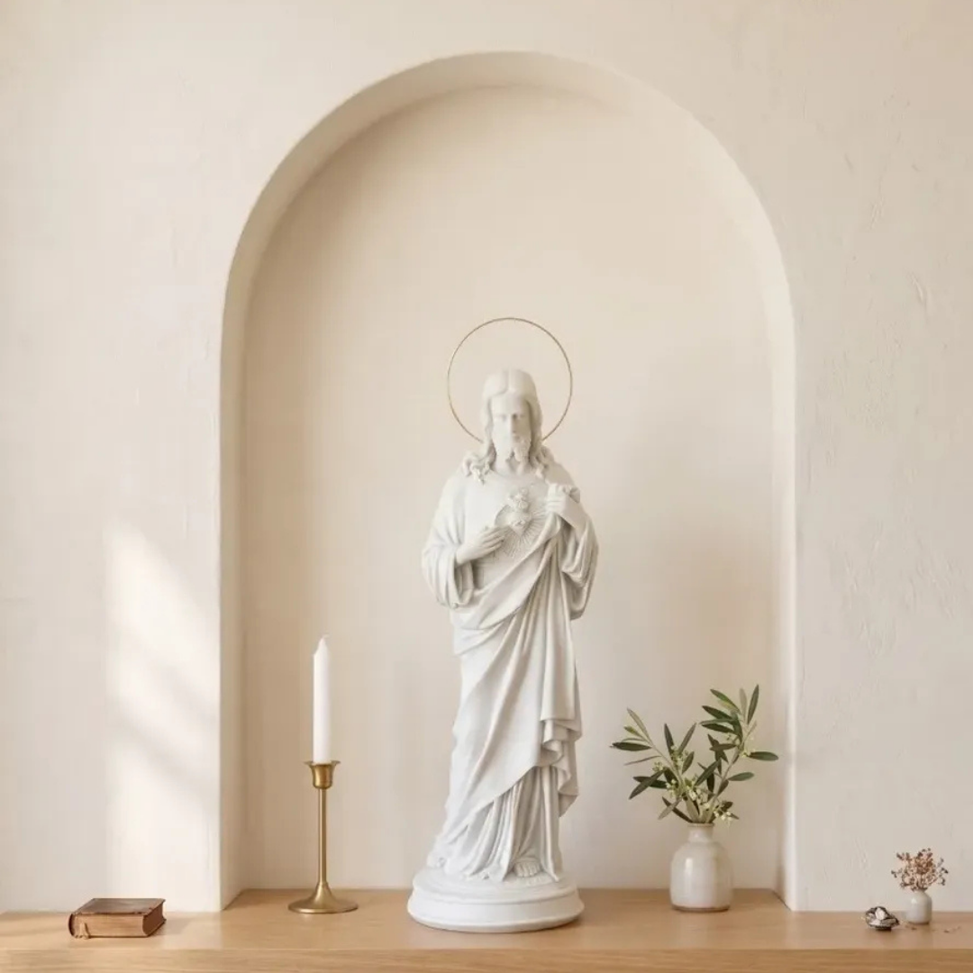 Escultura Sagrado Coração De Jesus 65cm Mármore C/ Esplendor