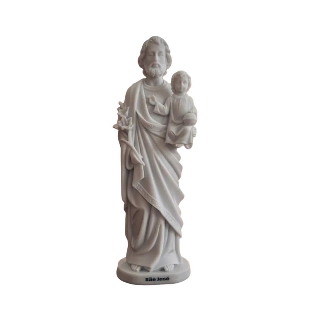 Estátua São José 30cm Mármore Branco