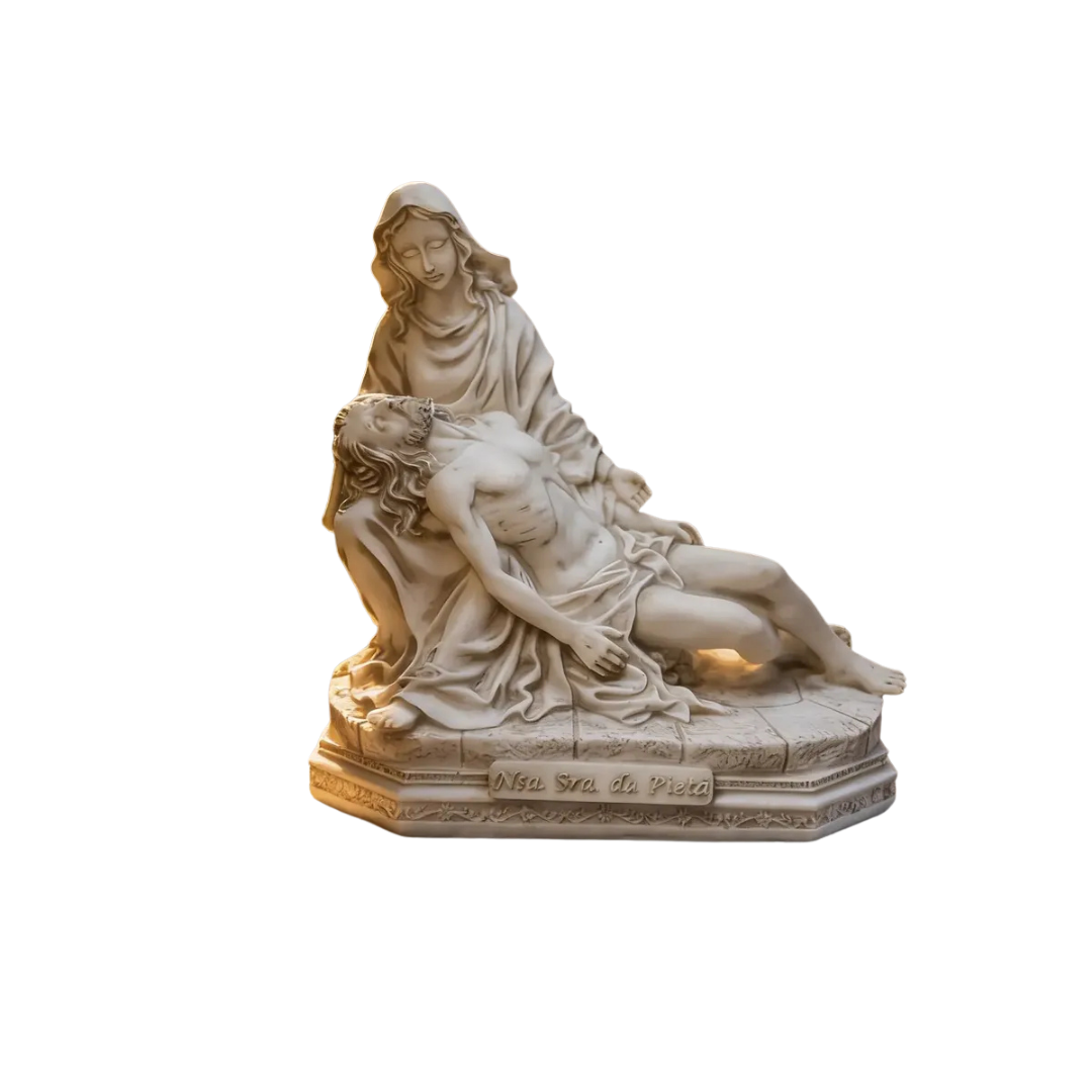 Escultura Nossa Senhora Pietá 17x17cm Mármore Premium Luxo