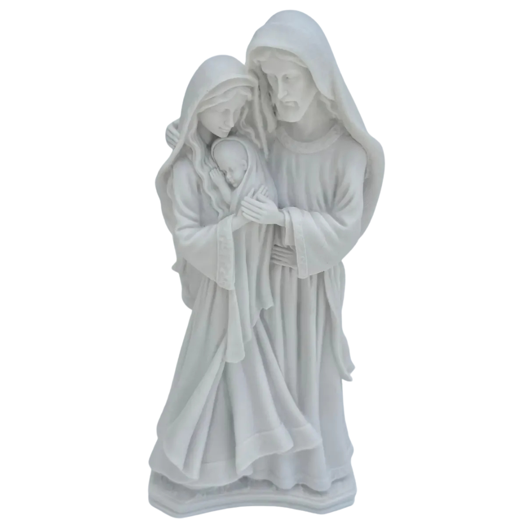 Estátua Sagrada Família Ternura 40cm Mármore Premium Luxo