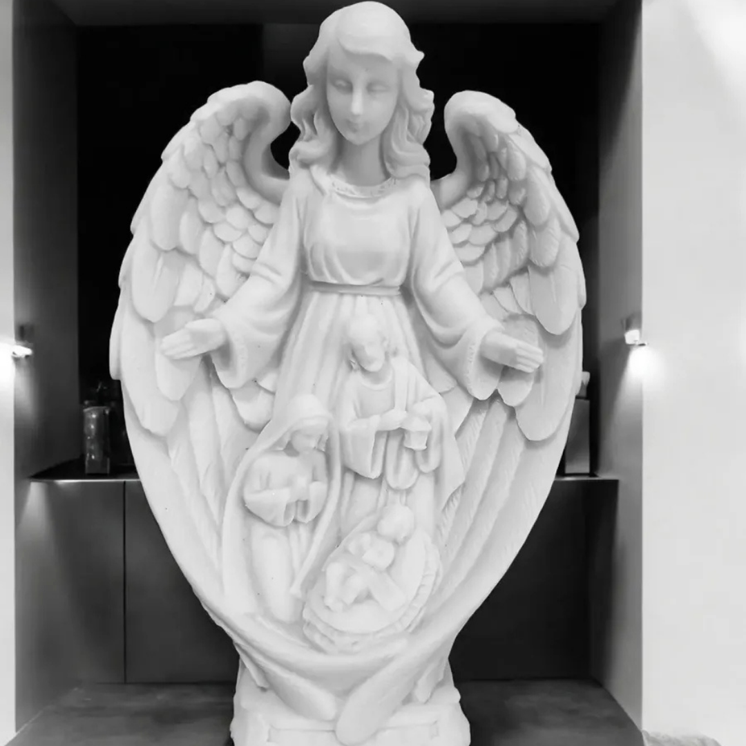 Imagem Anjo Natalino Sagrada Família 23cm Mármore Luxo
