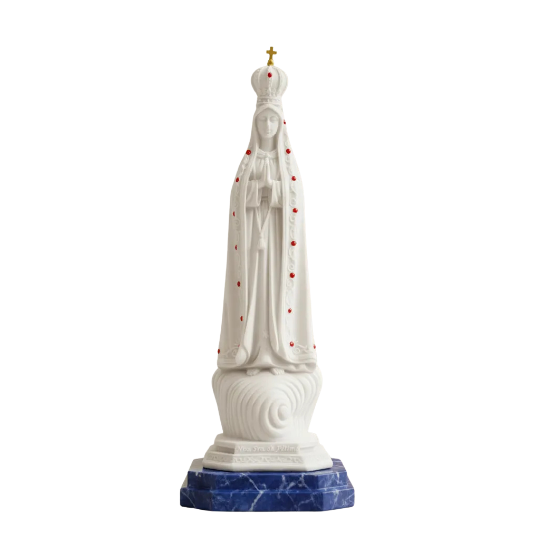 Nossa Sra. Fatima 40cm Mármore Premium Pedra vermelha