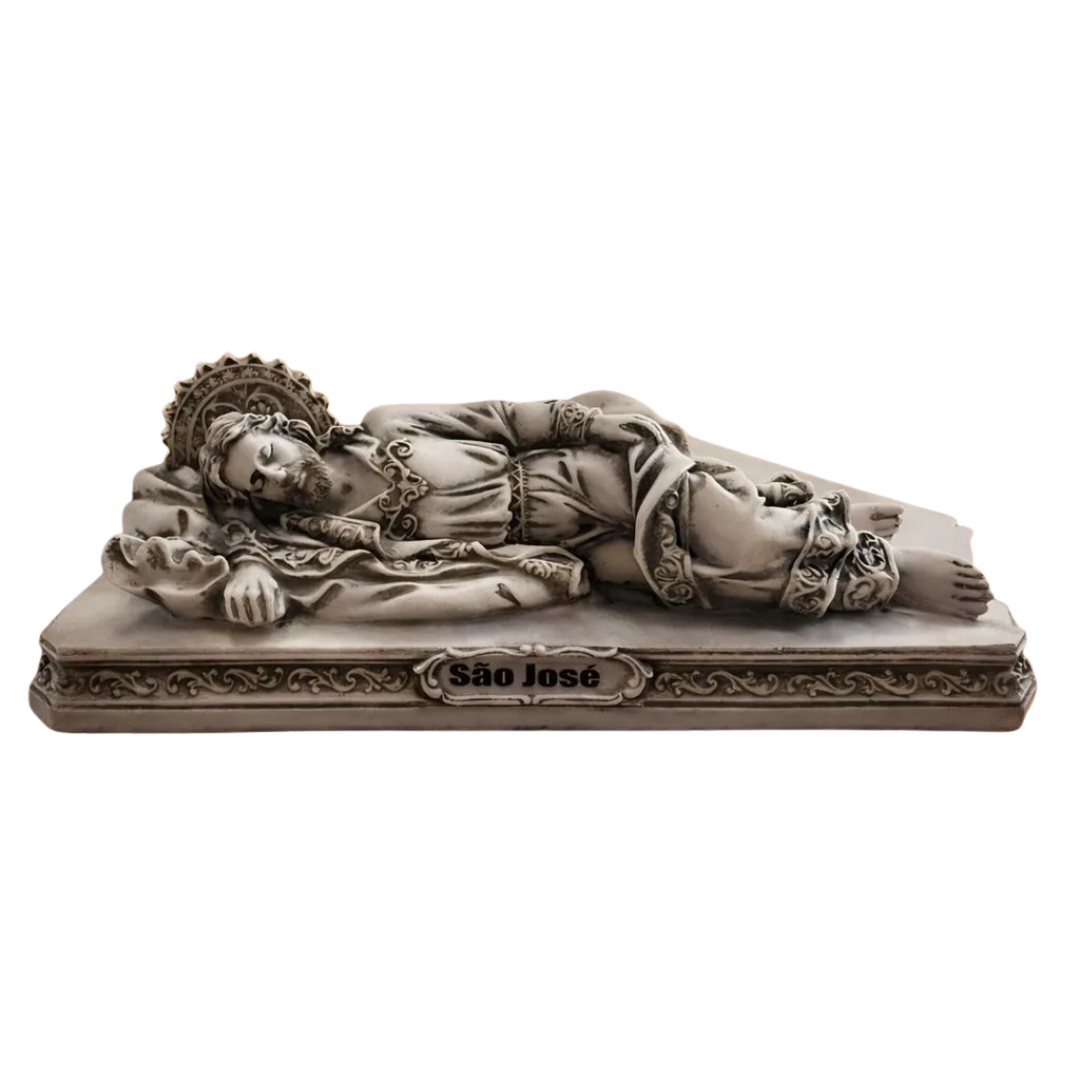 Estátua São José Dormindo C/ Base 20cm Mármore Maciço