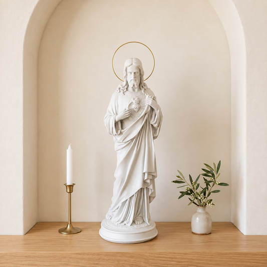 Escultura Sagrado Coração De Jesus 65cm Mármore C/ Esplendor