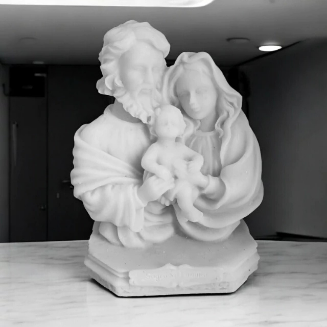 Imagem Estátua Sagrada Família Mármore Maciço 10x8cm
