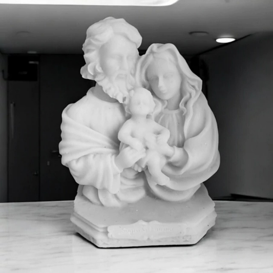 Imagem Estátua Sagrada Família Mármore Maciço 10x8cm