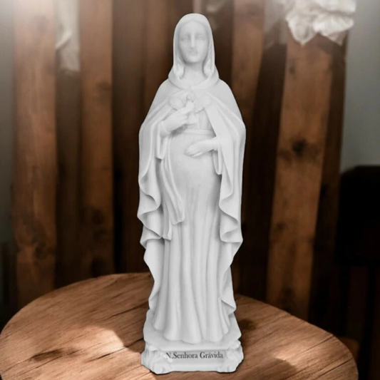 Imagem Estátua N.S Grávida 20 cm Mármore Maciço