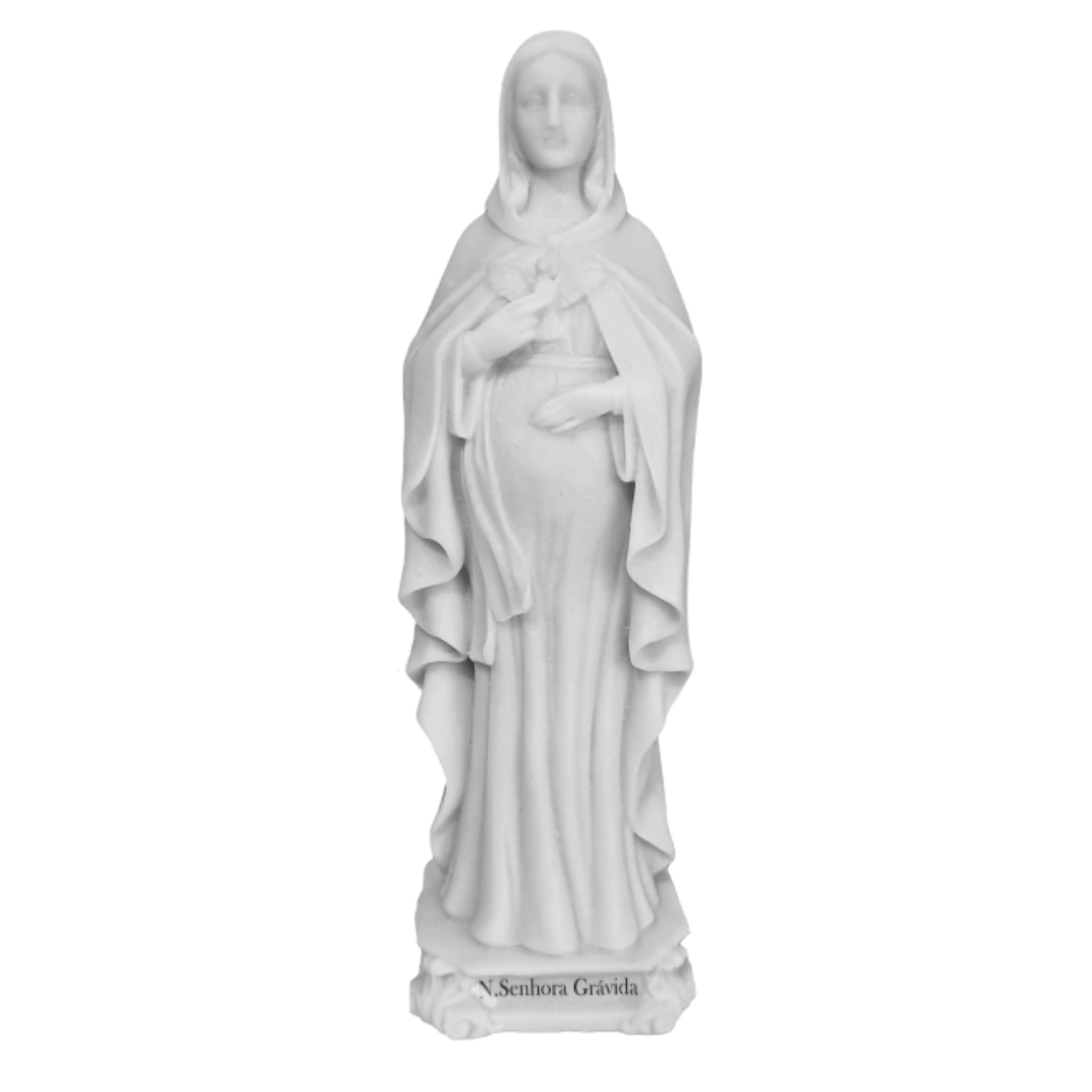 Imagem Estátua N.S Grávida 20 cm Mármore Maciço