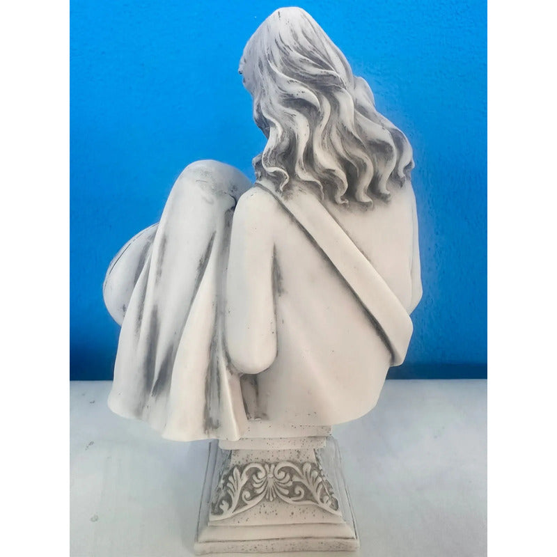 Busto Escultura Sagrada Família 20cm Mármore Premium Branco