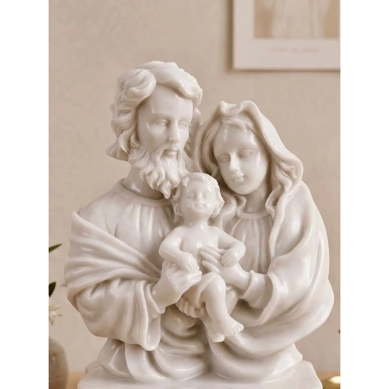 Busto Sag. Família 10x8cm Mármore Lembrança Casamento Batiza Branco