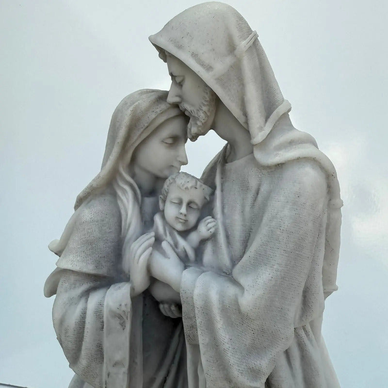 Escultura Original Sagrada Família Em Mármore 13cm Sombreada