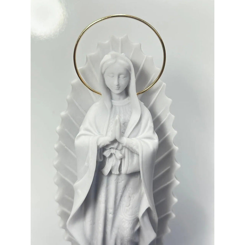 Escultura Nossa Sra.guadalupe 20cm Mármore Premium Esplendor Branco