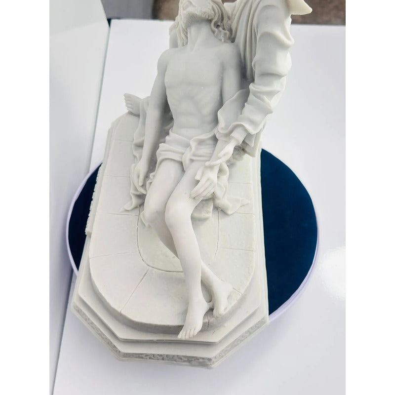 Escultura Nossa Senhora Pietá 30x30 Cm Mármore Premium Luxo Branco