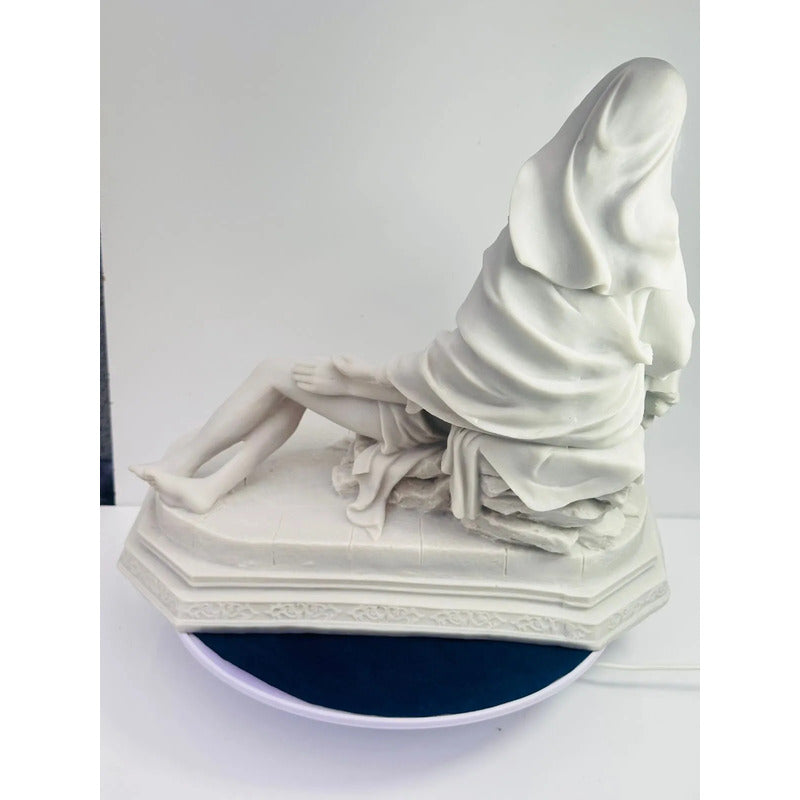 Escultura Nossa Senhora Pietá 30x30 Cm Mármore Premium Luxo Branco