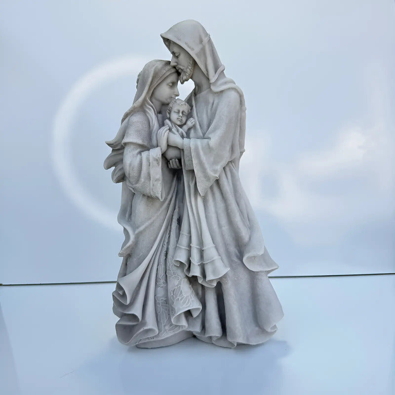 Escultura Original Sagrada Família Em Mármore 13cm Sombreada