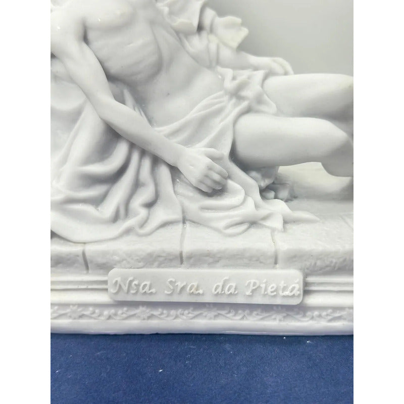 Escultura Nossa Senhora Pietá 17x17cm Mármore Premium Luxo Branco