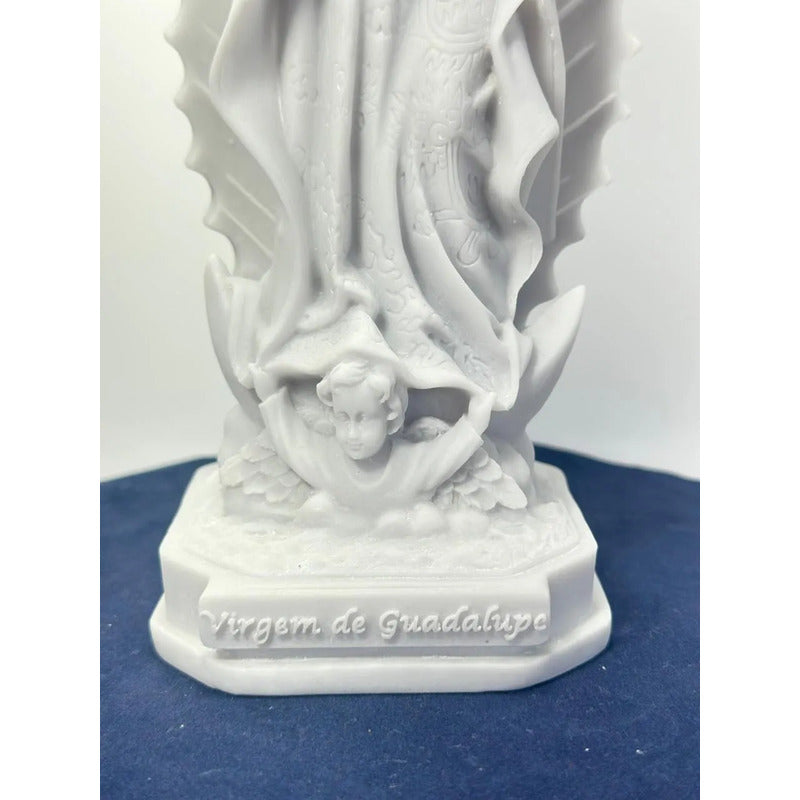 Escultura Nossa Sra.guadalupe 20cm Mármore Premium Esplendor Branco