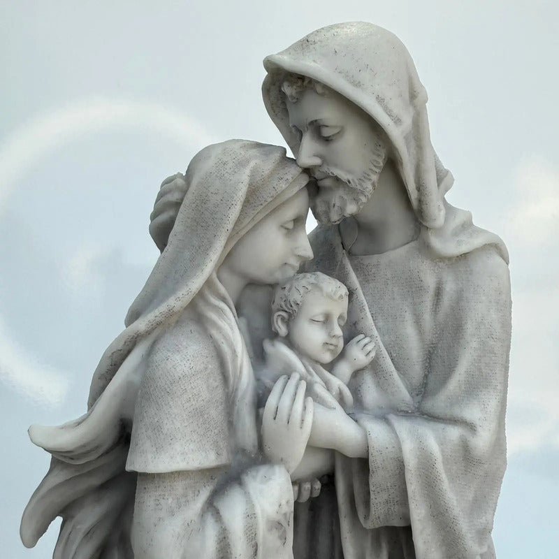 Escultura Original Sagrada Família Em Mármore 13cm Sombreada