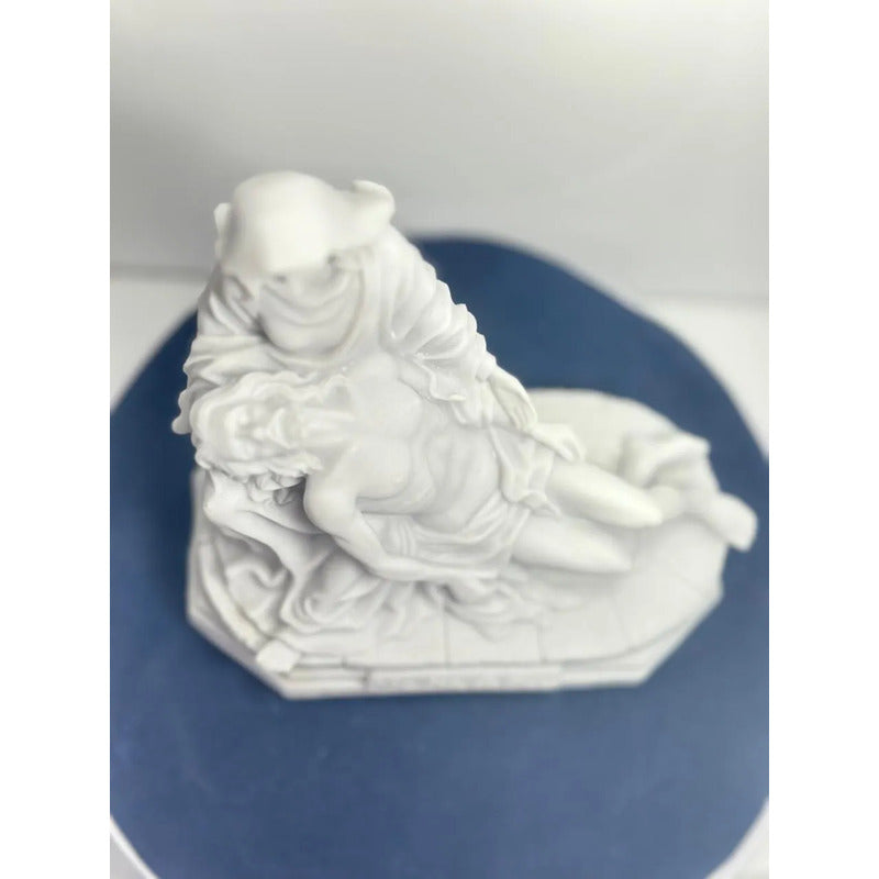 Escultura Nossa Senhora Pietá 17x17cm Mármore Premium Luxo Branco