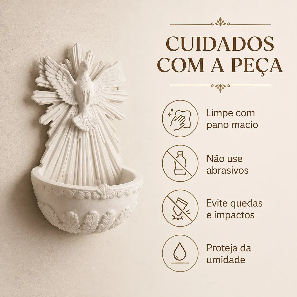 Pia Água Benta Divino Espírito Santo Mármore 19 Cm