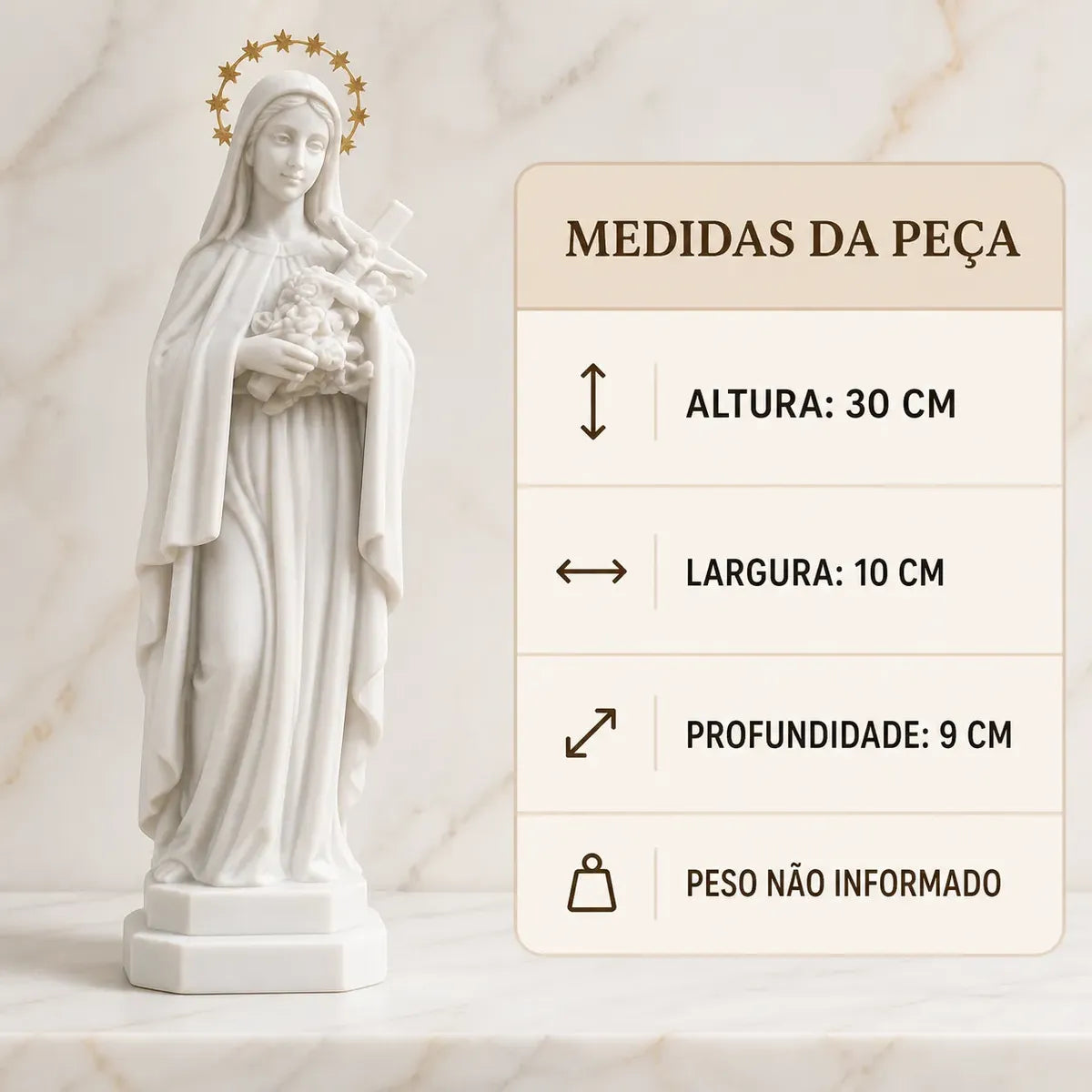 Imagem Santa Teresinha Das Rosas Em Mármore 30cm