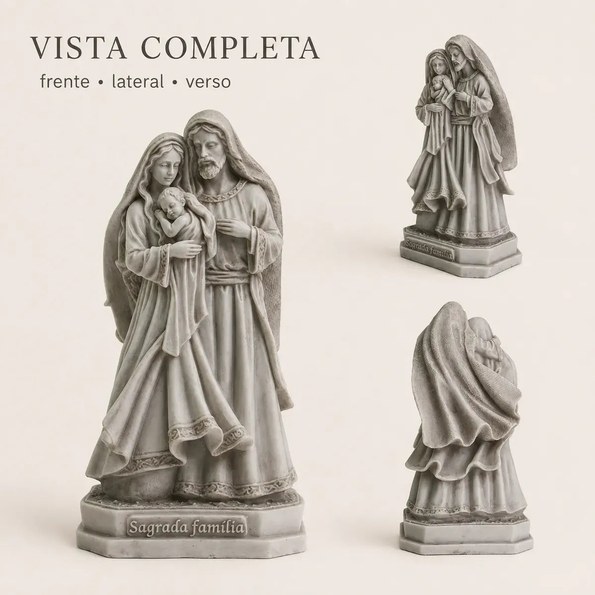 Imagem Sagrada Família Ternura 30cm Mármore Premium Luxo