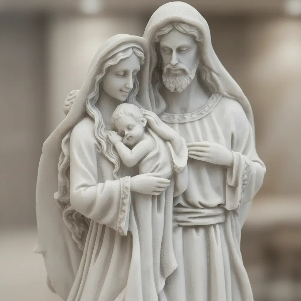 Imagem Sagrada Família Ternura 30cm Mármore Premium Luxo