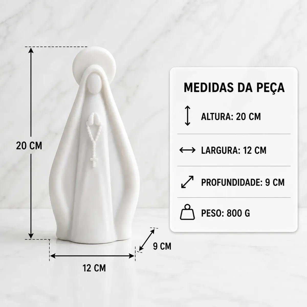 Imagem Nossa Senhora Aparecida Em Mármore Estilizada 20cm