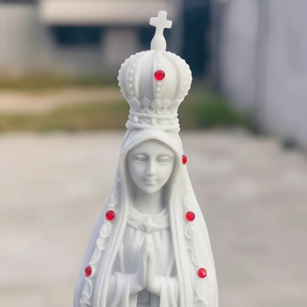 Nossa Sra. Fatima 40cm Mármore Premium Pedra vermelha