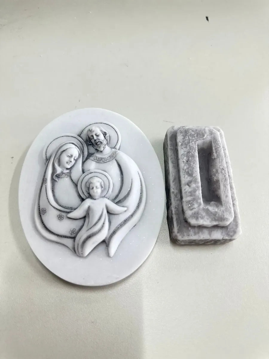 Escultura Original Sagrada Família Mármore 12cm Base