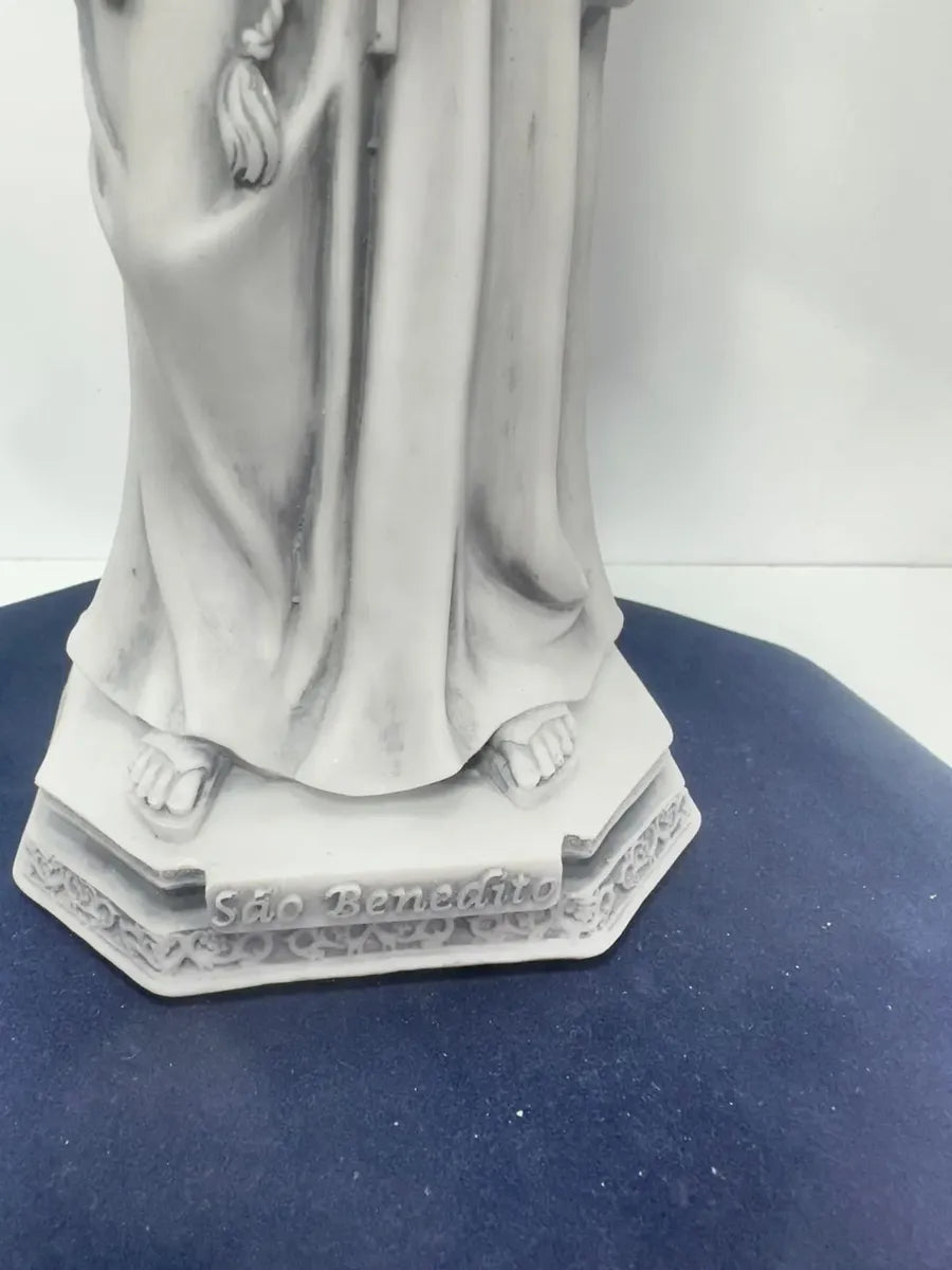 Escultura Original São Benedito 30 Cm Mármore Premium
