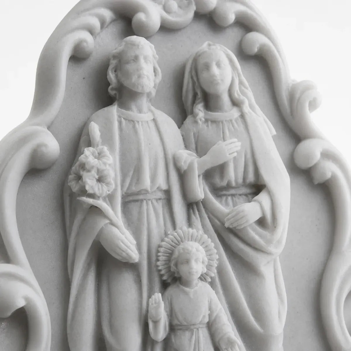 Pia Água Benta Sagrada Família Em Mármore 20cm