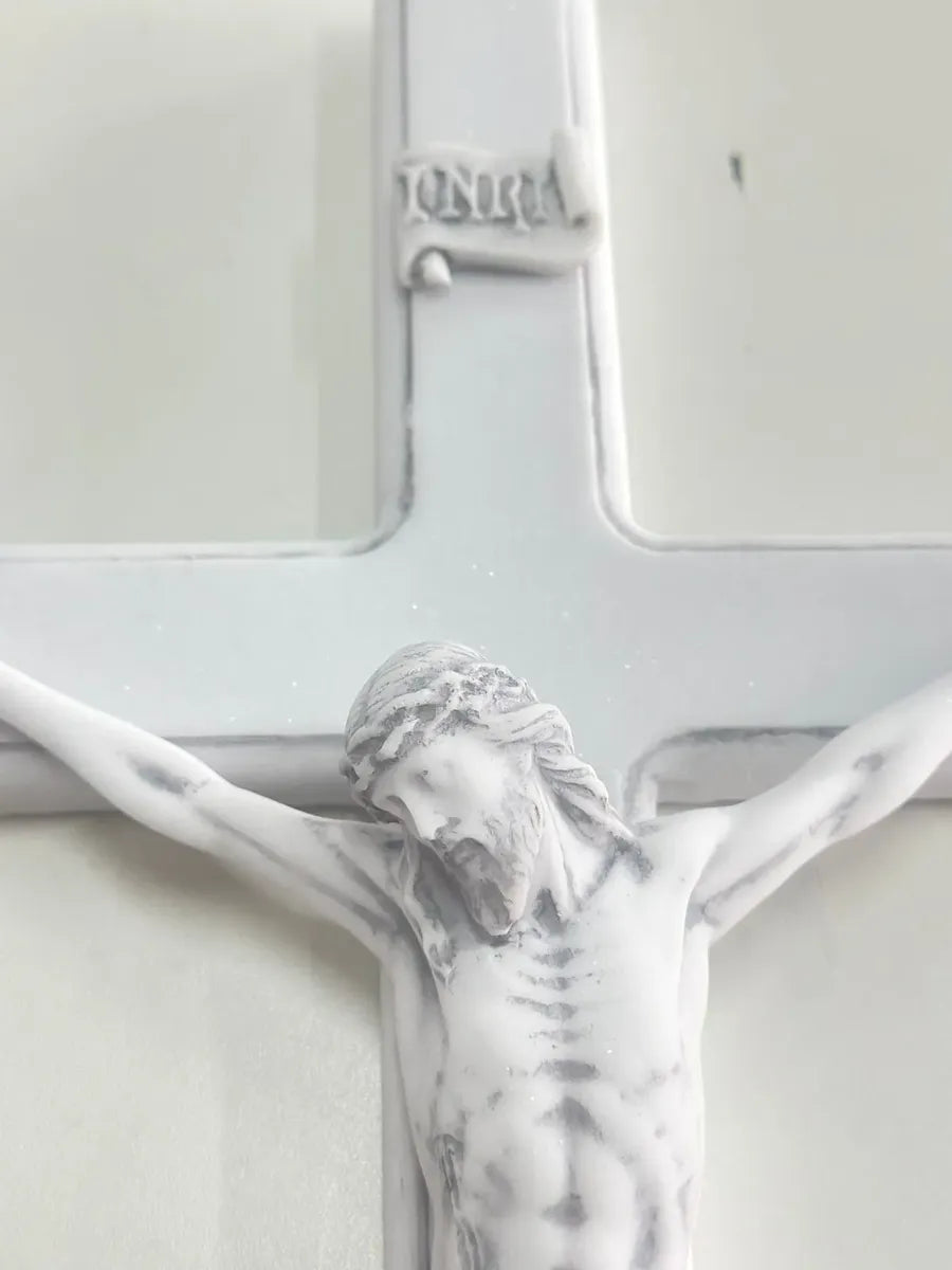 Escultura Cruz Crucifixo Em Mármore Maciço 30x17 Cm Luxo